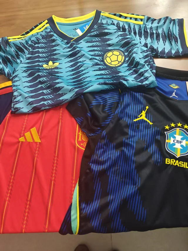 Customer photo of Colombia, Spain and Brazil jerseys